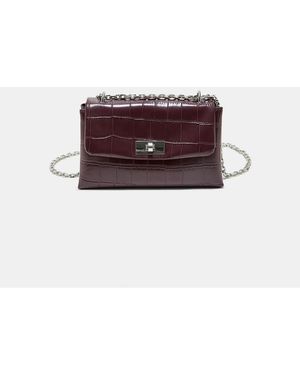 Stradivarius Borsa A Tracolla Rigida Effetto Cocco Bordeaux - Viola