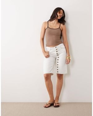 Lioness Penny Exclusive Asymmetric Button Detail Relaxed Leg Jorts - White