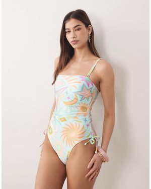 Never Fully Dressed Cami Ruched Side Detail Swimsuit - Blue