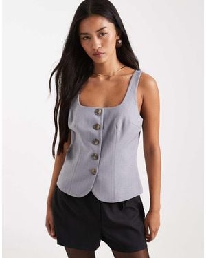 ASOS Tailored Square Neck Structured Waistcoat - Grey