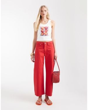 Mango Kika 100% Cotton Straight Jeans - Red