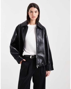 ASOS Leather Look Oversized Bomber Jacket - Red