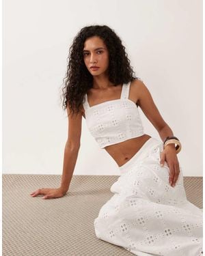 New Look Camitop Met Broderie Anglaise - Naturel