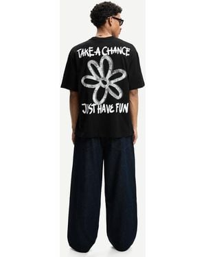 Bershka Short Sleeve Printed T-shirt - Blue