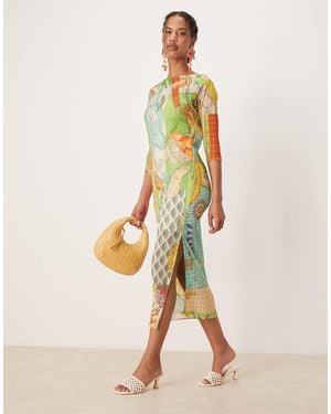 Never Fully Dressed – jem – midaxikleid aus netzstoff mit orangefarbenem print