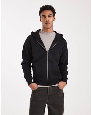 Hollister Sweat à capuche zippé coupe carrée - Noir