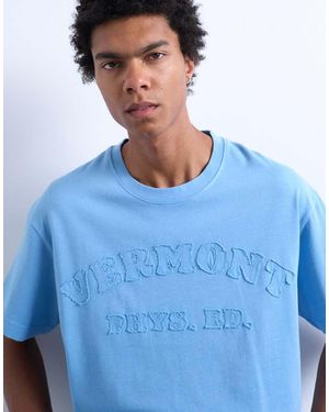 TOPMAN Oversized Fit T-shirt With Vermont Phys Ed Embroidery - Blue