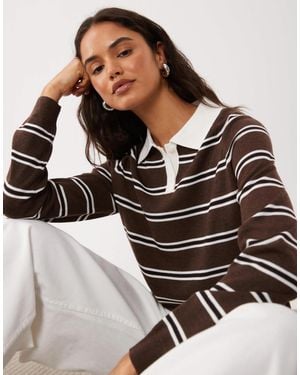 Mango Knitted Polo Top - Brown