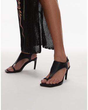 TOPSHOP Iman Toe Loop Heeled Sandals - Black