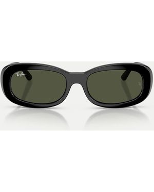Ray-Ban Occhiali Da Sole Ovali Neri Con Lenti Verdi - Verde