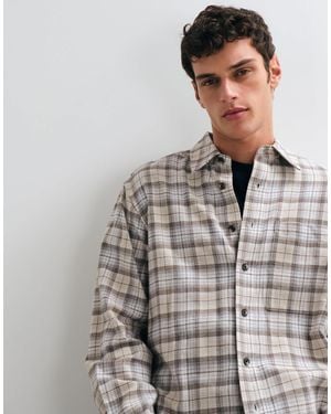 Only & Sons Chemise coupe ample à carreaux crème et marron kaki - Gris