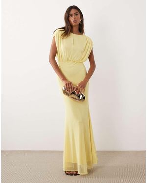 ASOS Sleeveless Maxi Dress With Ruched Bodice Detail - Natural