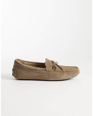 Mango 100% Suede Drivers With Tonal Lacing - Natural
