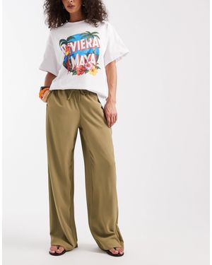 JJXX Tie Waist Wide Leg Pants - Natural
