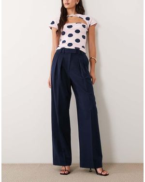 ASOS Tailored Wide Leg Trousers With Pleat Detail - Blue