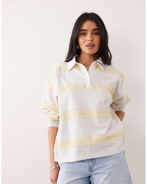 Kaiia Top A Rayas Estilo Rugby Con Detalle De Solapas De Algodón De - Neutro