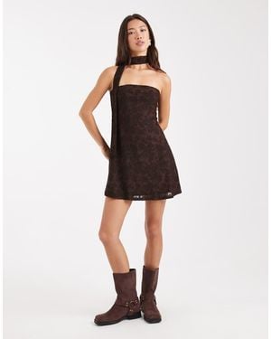 Miss Selfridge Vestito Corto Color Cioccolato - Rosso