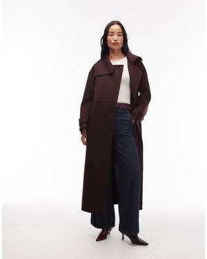 ARKET Wool Maxi Belted Trench Coat With Side Splits - Blue