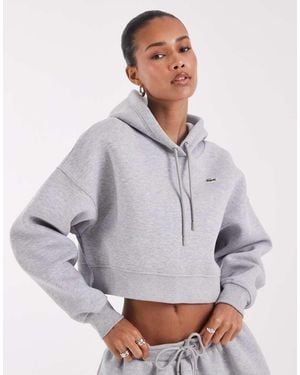 Lacoste Logo Cropped Hoodie - Grey