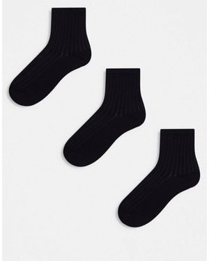 Weekday Bella 3 Pack Ribbed Socks - Black