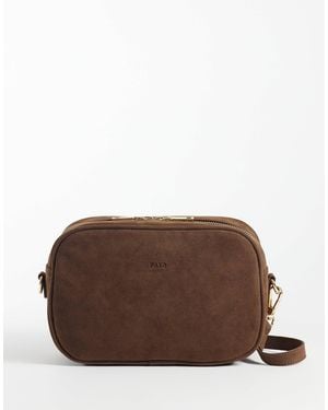 PASQ Faux Suede Cross Body Camera Bag - Brown