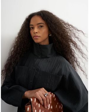 TOPSHOP Tunika-top mit taillenband und stehkragen - Schwarz