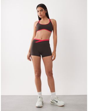 BO+TEE Bo+tee Soft Active Wrap Waist Contrast Detail Shorts - Brown