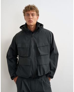 TOPMAN Oversized Fit Waterproof Nylon Utility Jacket - Gray