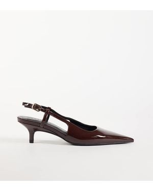 Asos Design Wide Fit Skippy Slingback Kitten Heel Shoes - Multicolour