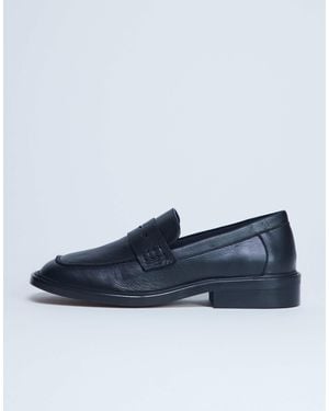 TOPSHOP Cole Premium Real Leather Square Toe Loafers - Blue