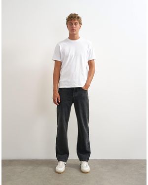 TOPMAN Jean droit rigide en délavé - Blanc