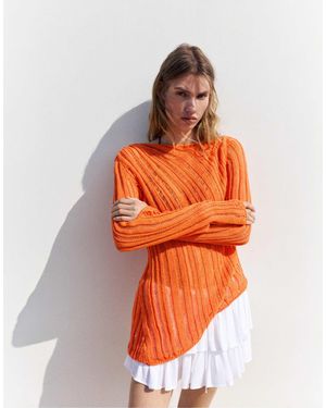 Pull&Bear Pull en maille ajourée - Orange