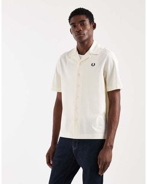 Fred Perry Short Sleeve Revere Collar Logo Shirt - White