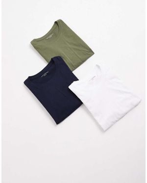 French Connection 3-Pack Cotton Crew Neck Boxy Fit Short Sleeve T-Shirts - Blue