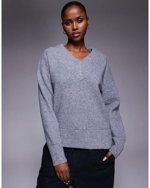 River Island Pull à col v - foncé - Violet