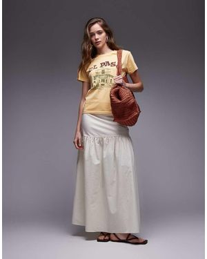 ASOS Linen Blend Drop Waist Maxi Skirt - Grey