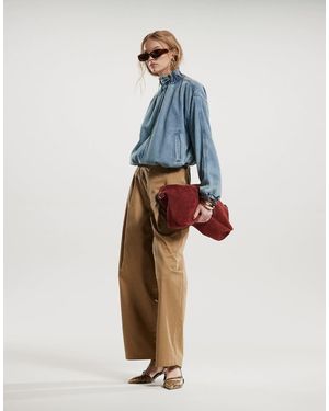 ASOS Pantalones Color Camel De Pernera Barrel Con Detalle De Bolsillo De -Marrón - Azul