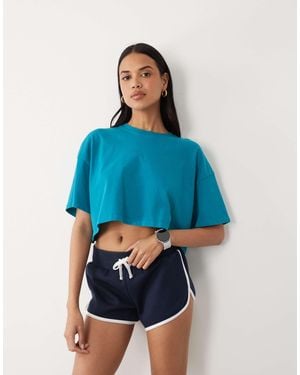 4505 Icon Heavyweight Cotton Cropped T-shirt With Quick Dry Finish - Blue