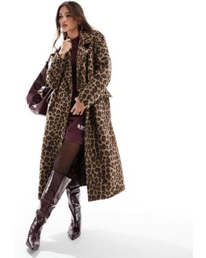 Pull&Bear Longline Coat - Brown