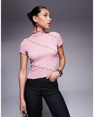 ASOS Top A Maniche Corte Testurizzato Con Cuciture - Rosa
