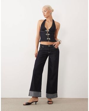 Tiger Mist Tilda Wide Leg Turnup Hem Jeans - Blue
