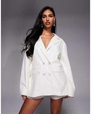 ASOS Oversized Sequin Blazer Dress - White