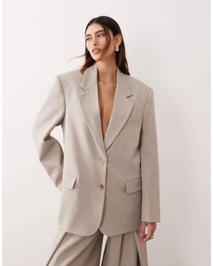 ARRANGE Oversized Single Breasted Blazer Co-ord - Natural