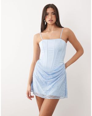 Oh Polly – premium – satin-minikleid - Blau