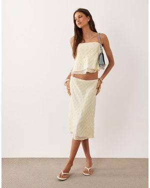 Mango Finy Knee Length Midi Skirt - Natural