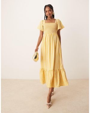 Lovedrobe – kurzärmliges midaxi-kleid - Natur