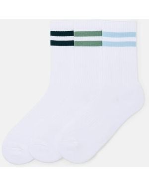 Pull&Bear Striped Sports Socks - White