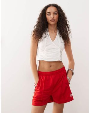 Monki Halter Neck Wrap Top With Ruched Sides - Red