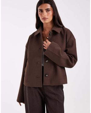 Pieces Korte Nette Jas Met Wollook - Bruin