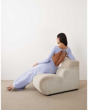 Missy Empire Missy Empire Double Sculpted Slinky Open Tie Back Detail Maxi Dress - Blue